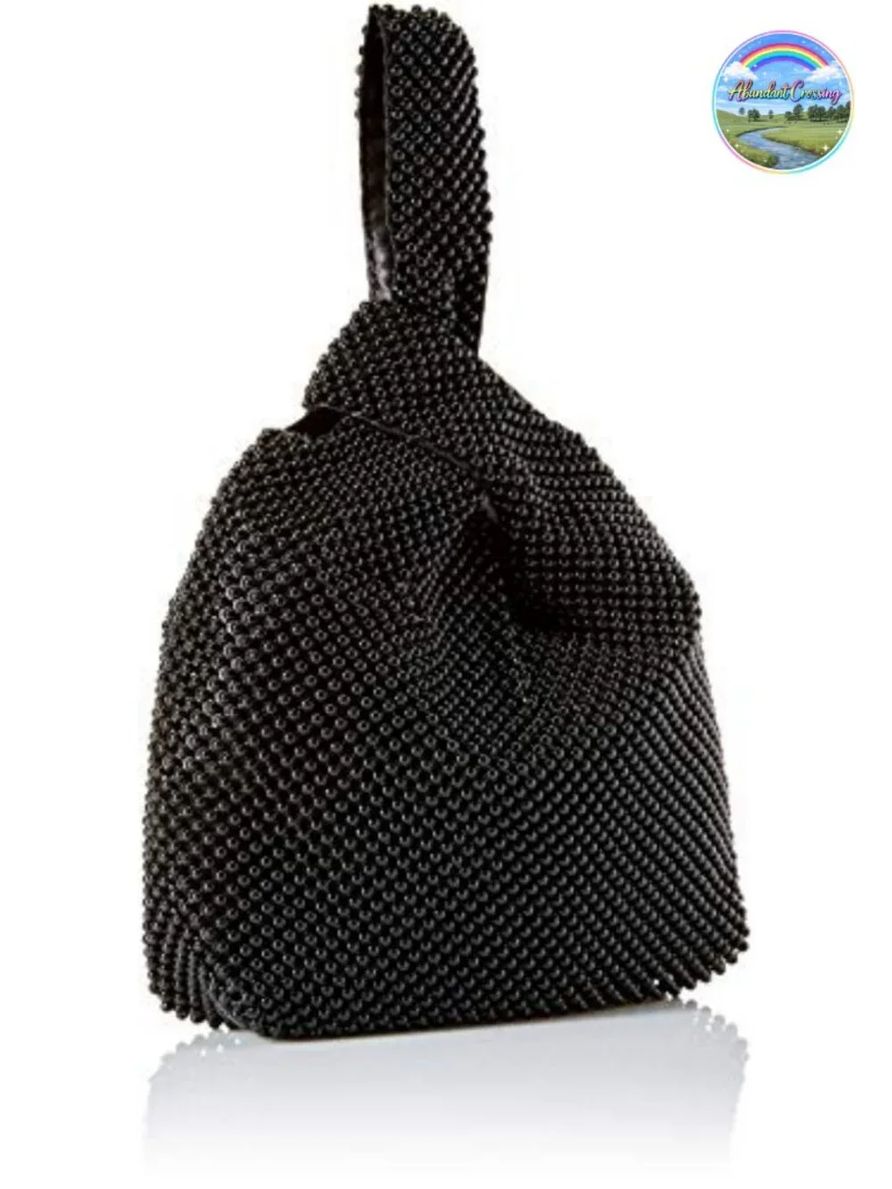 Women's Mesh Pouch Evening Bag with Ring Handle & Magnetic Snap Clutch